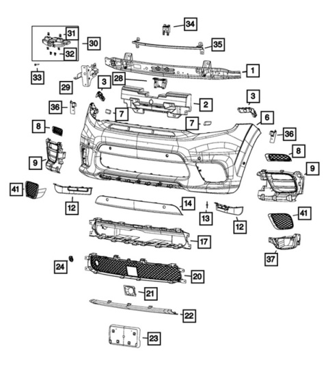 Ślizg mocowanie zderzaka przednie prawe 68144218AF MOPAR Jeep Grand Cherokee