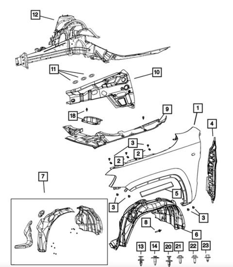 Błotnik lewy Dodge Durango 2011-2026 OEM oryginał 55369735AD