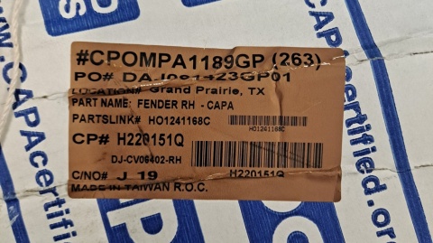 Błotnik przedni prawy Honda Civic 2005-2012 H220151Q H01241168C DJ-CV06402-RH