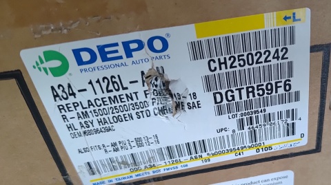 Przednia lewa lampa RAM 1500 2500 3500 2013-2019 REPD100156