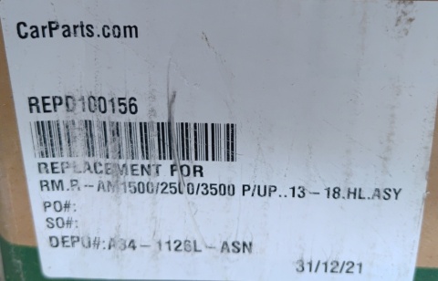 Przednia lewa lampa RAM 1500 2500 3500 2013-2019 REPD100156
