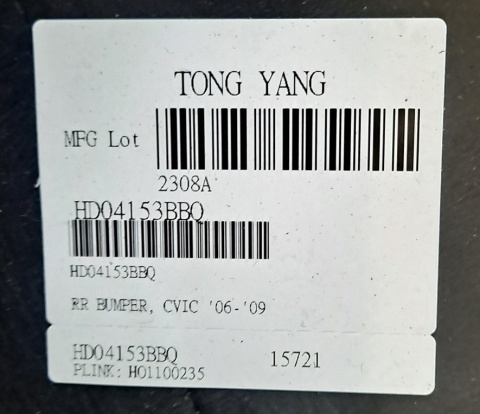 Zderzak tylny Honda Civic 2006-2009 H01100235 HD04153BBQ