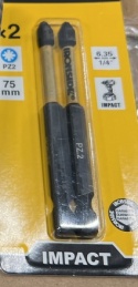 Zestaw udarowych bitów IRONSIDE PZ2 75 mm - opakowanie 2 sztuki