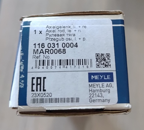 Drążek kierowniczy przód prawy lewy MEYLE VW Transporter Multivan California 2003-2019 116 031 0004 MAR0068