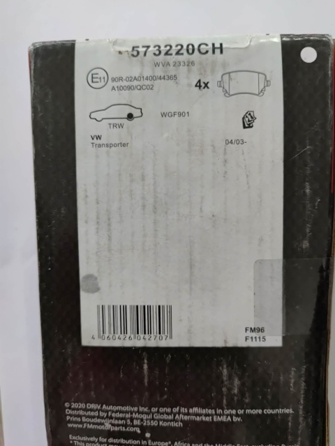 Klocki hamulcowe VW Multivan Transporter California 2003-2024 573220CH